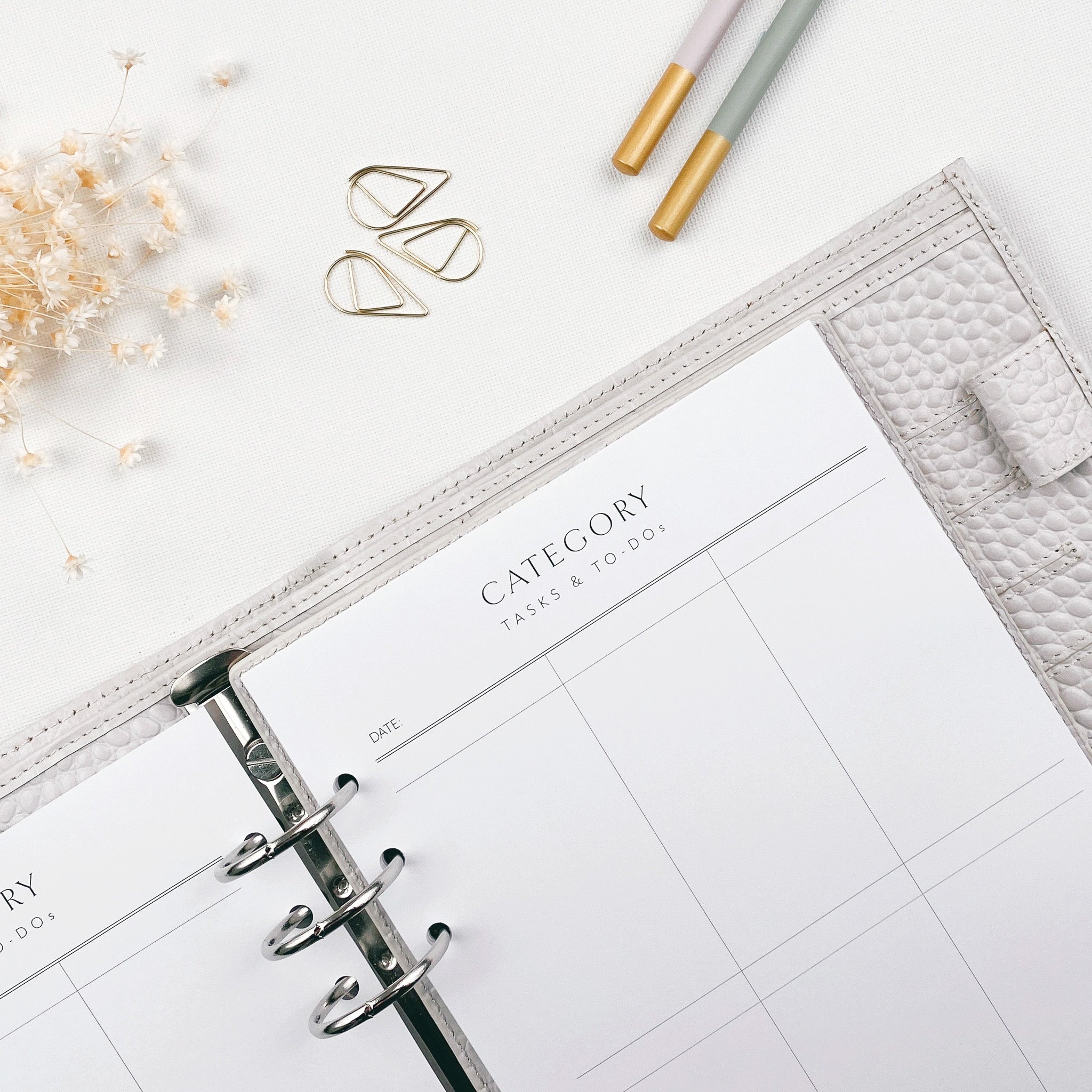 A5 printed planner insert with category tasks and to-dos design