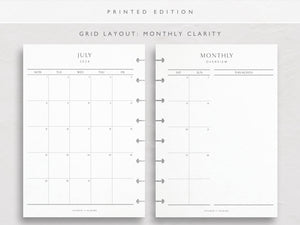 A5 2024-2025 Academic Year Monthly Calendar Grid Planner Inserts