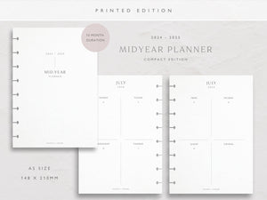 A5 2024-2025 Academic Year Weekly Planner Inserts | Compact | 4 Block Layout
