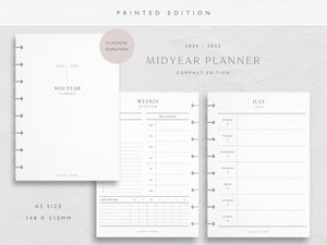 A5 2024-2025 Academic Year Weekly Planner Inserts | Compact | Dashboard Layout