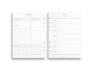 A5 2024-2025 Academic Year Weekly Planner Inserts | Compact | Dashboard Layout