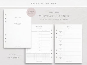 A5 2024-2025 Academic Year Weekly Planner Inserts | Integrated Calendar Grids | Dashboard Layout