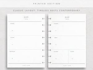 A5 2024-2025 Academic Year Weekly Planner Inserts | Separate Calendar Grids | Classic Layout