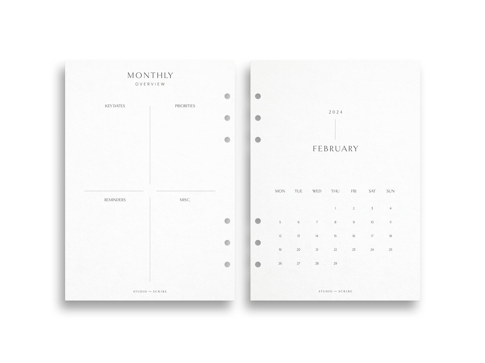 2024 Monthly Calendar Planner Inserts - 8LOTUS