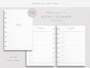 A5 2025 Weekly Planner Inserts | Lite | Schedule Layout