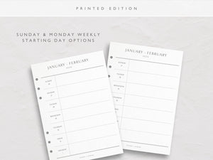 A5 2025 Weekly Planner Inserts | Lite | Schedule Layout