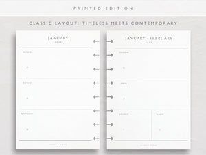 A5 2025 Weekly Planner Inserts | Separate Calendar Grids | Classic Layout