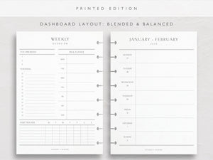 A5 2025 Weekly Planner Inserts | Separate Calendar Grids | Dashboard Layout