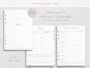 A5 2025 Weekly Planner Inserts | Integrated Calendar Grids | Dashboard Layout