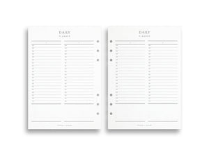 A5 Undated Daily Planner Inserts | Time Block Flex Layout