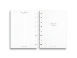 A5 Undated Monthly Calendar Grid Planner Inserts