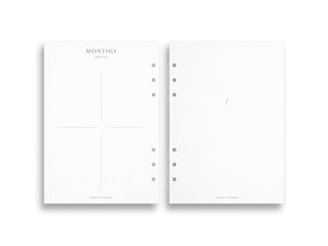 A5 Undated Monthly Calendar Grid Planner Inserts