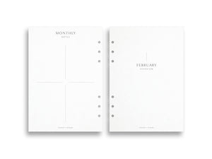 A5 Undated Monthly Calendar Grid Planner Inserts