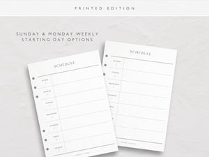 A5 Undated Weekly Planner Inserts | Compact | Dashboard Layout