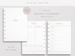 A5 Undated Weekly Planner Inserts | Compact | Dashboard Layout