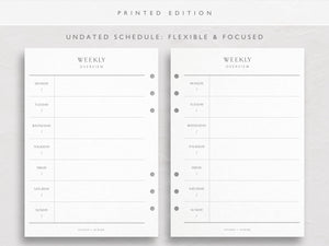 A5 Undated Weekly Planner Inserts | Lite | Schedule Layout