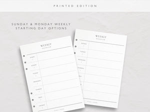 A5 Undated Weekly Planner Inserts | Lite | Schedule Layout