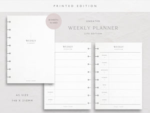 A5 Undated Weekly Planner Inserts | Lite | Schedule Layout