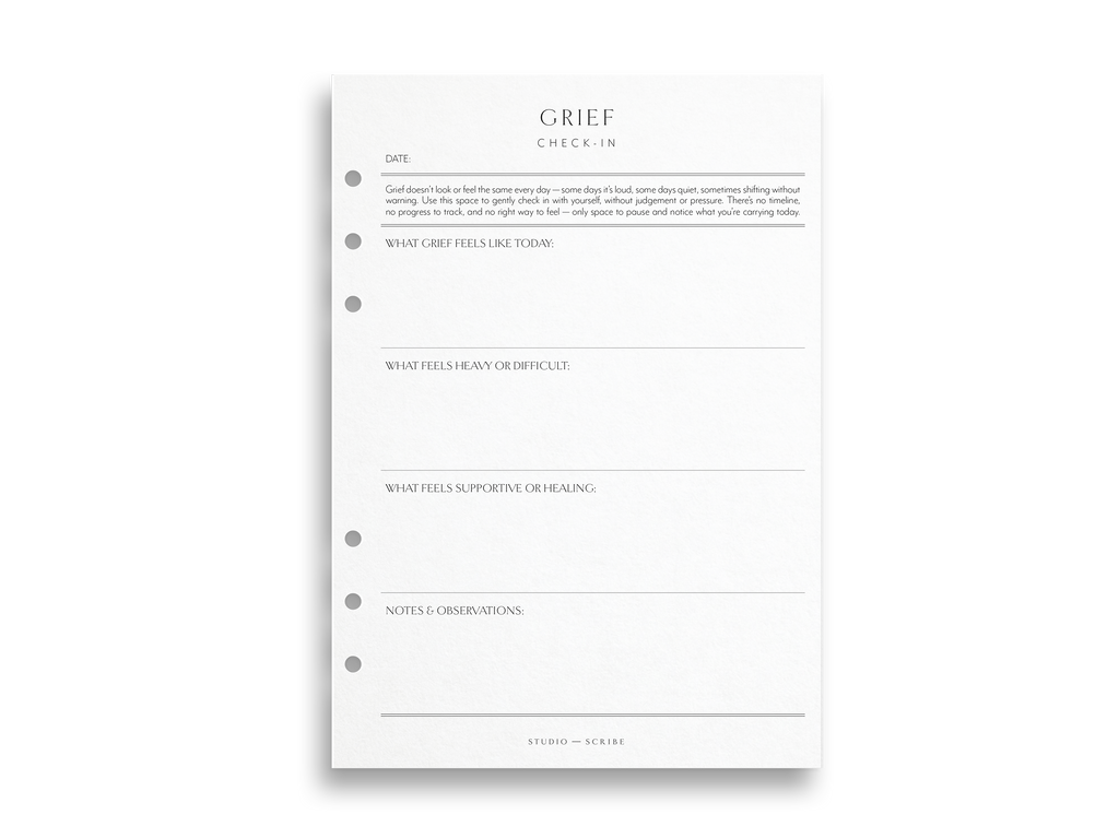 Grief check-in planner insert