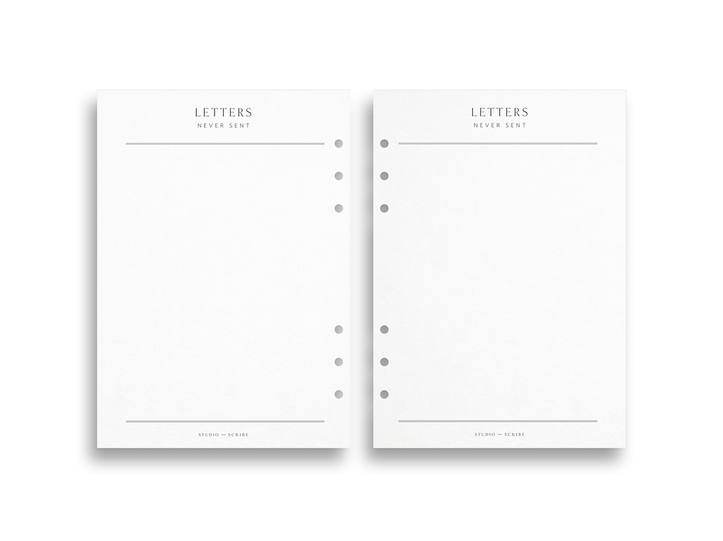 Two planner pages with the title Letters Never Sent