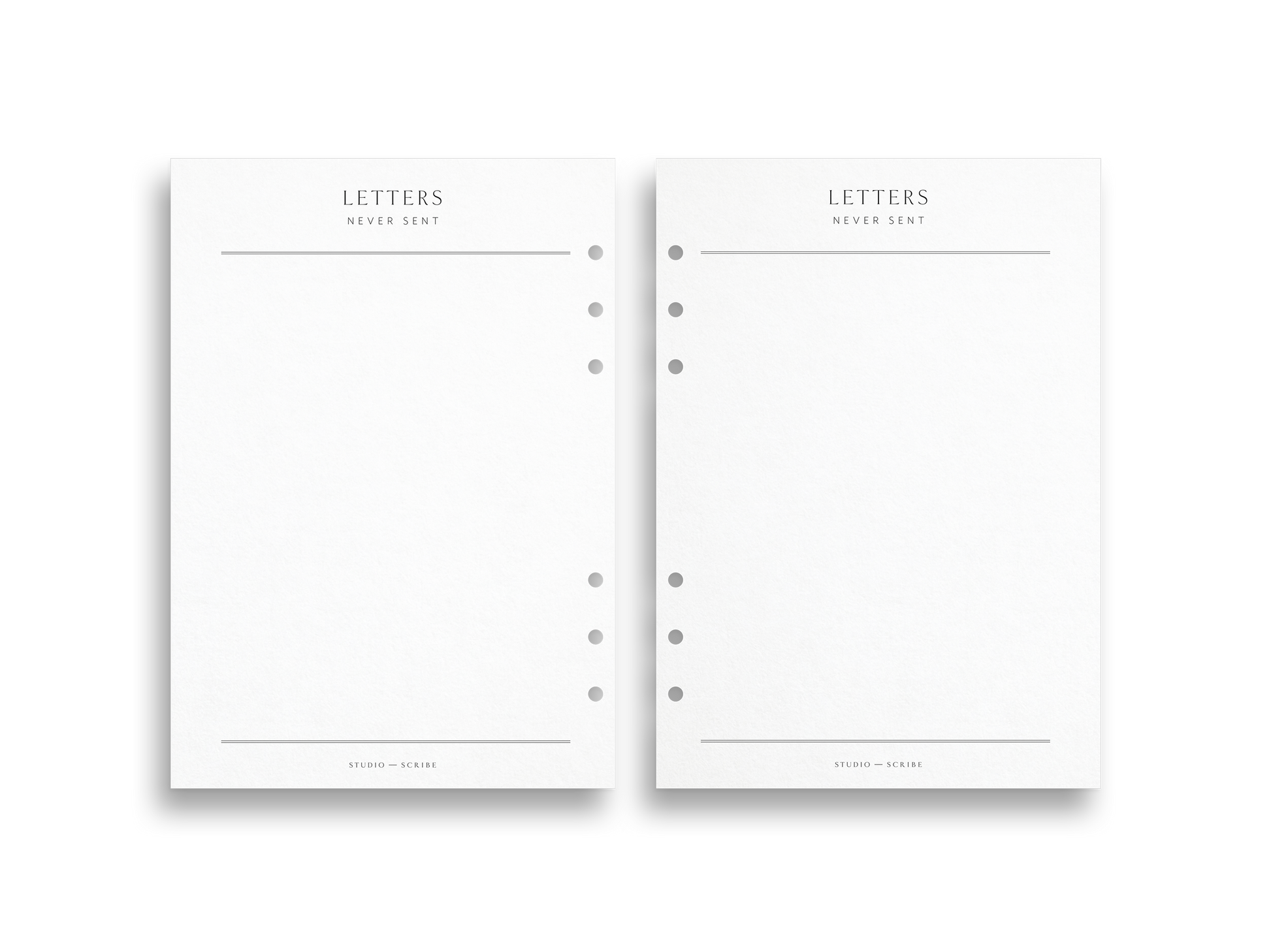 Two planner pages with the title Letters Never Sent