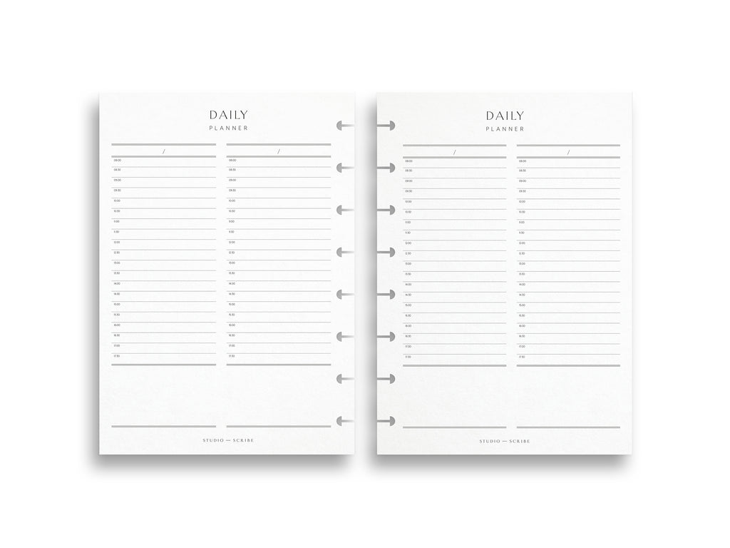 2 pages of an undated daily planner on a white background
