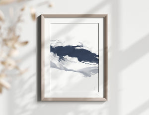 Blue and White Contemporary Abstract Art Print | Unframed