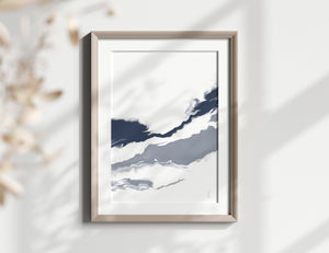 Blue and White Contemporary Abstract Art Print | Unframed