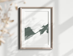 Green and White Contemporary Abstract Art Print | Unframed