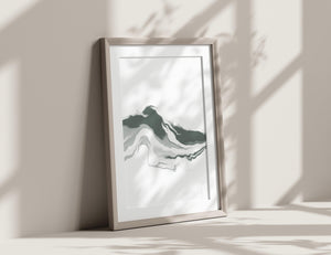 Green and White Contemporary Abstract Art Print | Unframed
