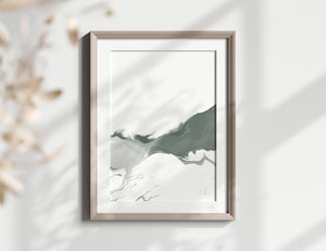 Green and White Contemporary Abstract Art Print | Unframed