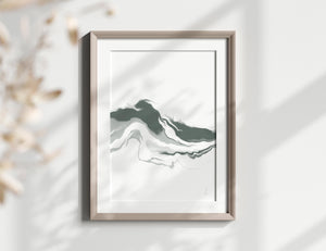 Green and White Contemporary Abstract Art Print | Unframed