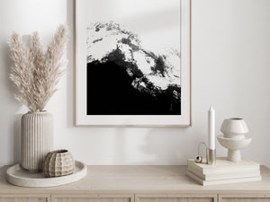 Mountains Contemporary Abstract Black & White Art Print | Unframed