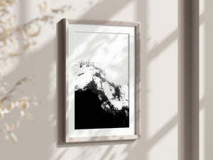 Mountains Contemporary Abstract Black & White Art Print | Unframed