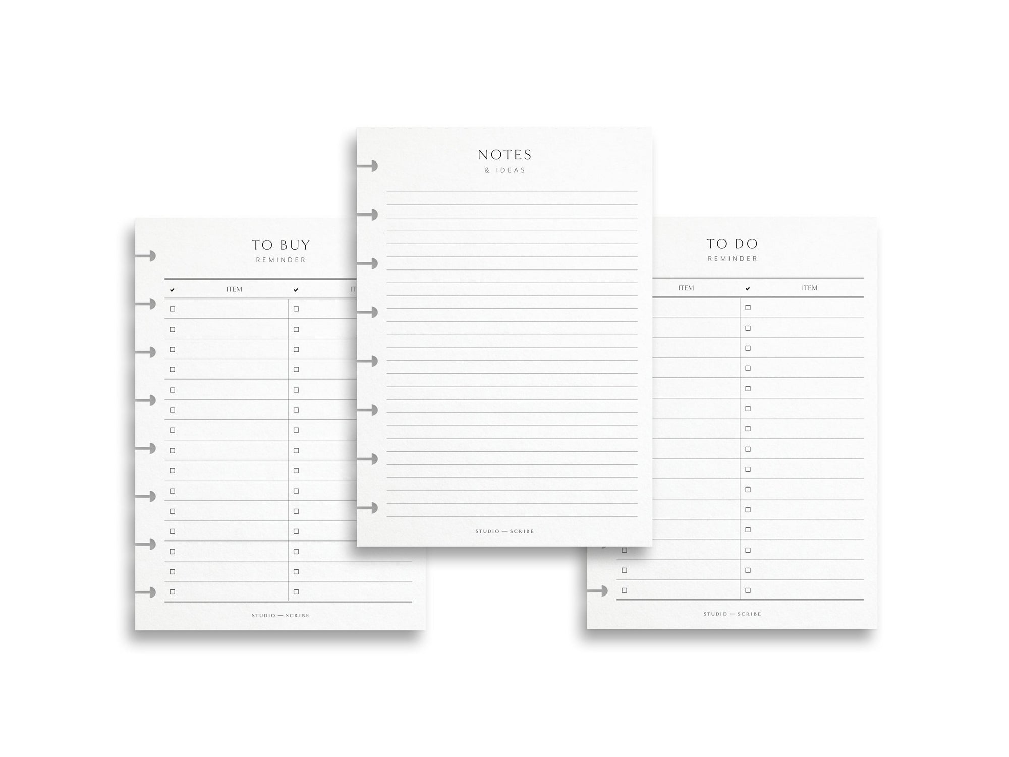 Planner Inserts Bundle: Notes Pages, To Do Lists & To Buy Lists