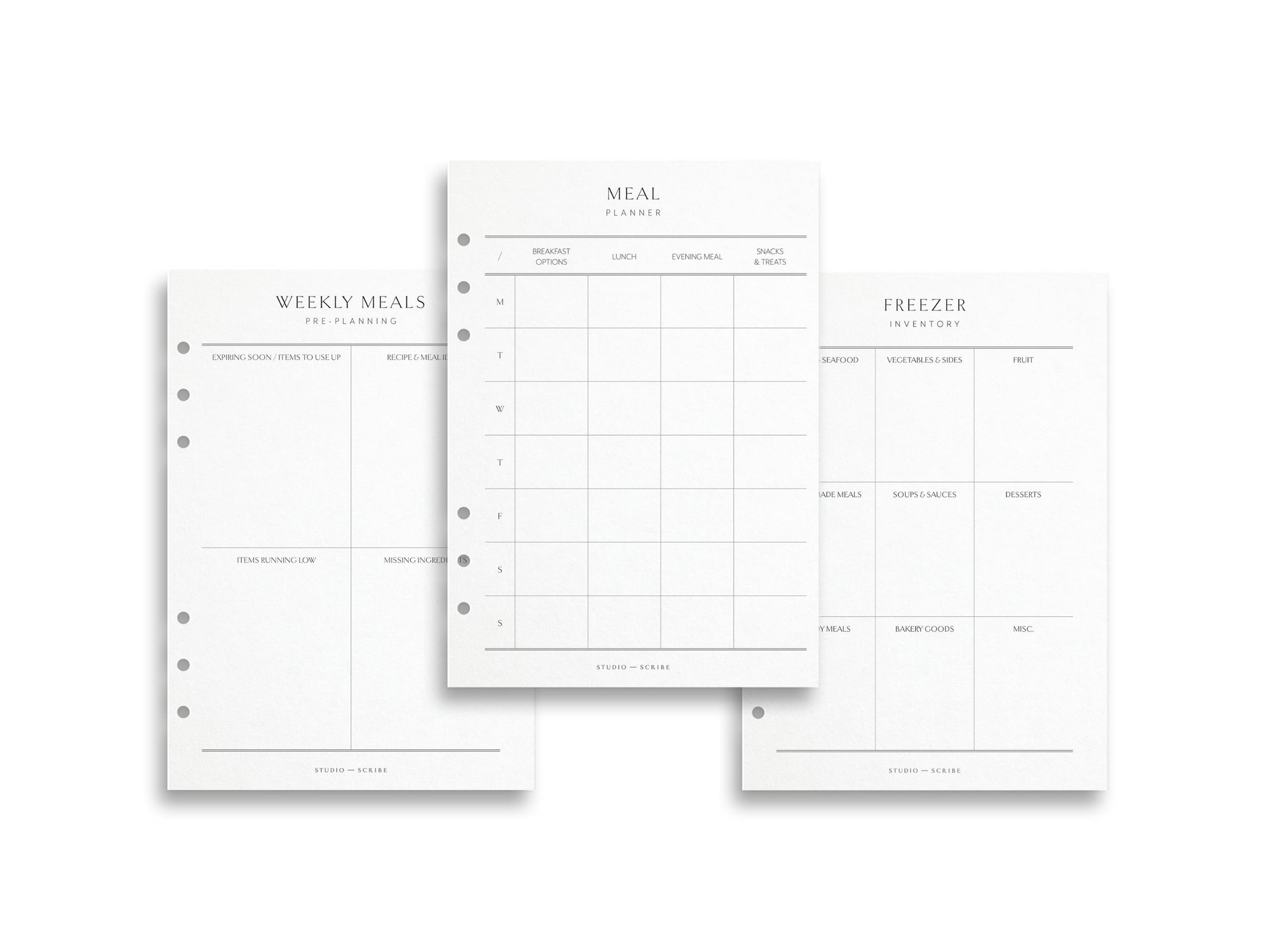 Planner Inserts Bundle: Pre-Meal Planning, Meal Planner, Freezer Inventory Pages
