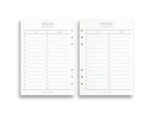 Printed Annual Intentions & Wishlist Pages | Planner Pages | A5