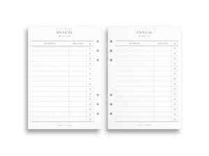 Printed Annual Intentions & Wishlist Pages | Planner Pages | A5