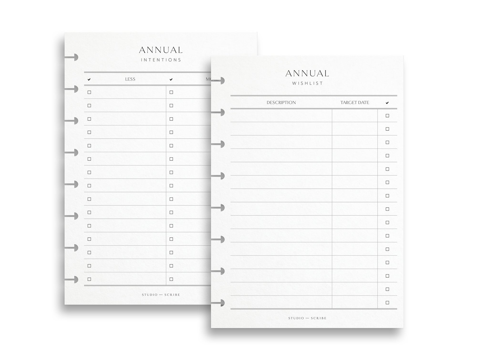 Printed Annual Intentions & Wishlist Pages | Planner Pages | A5