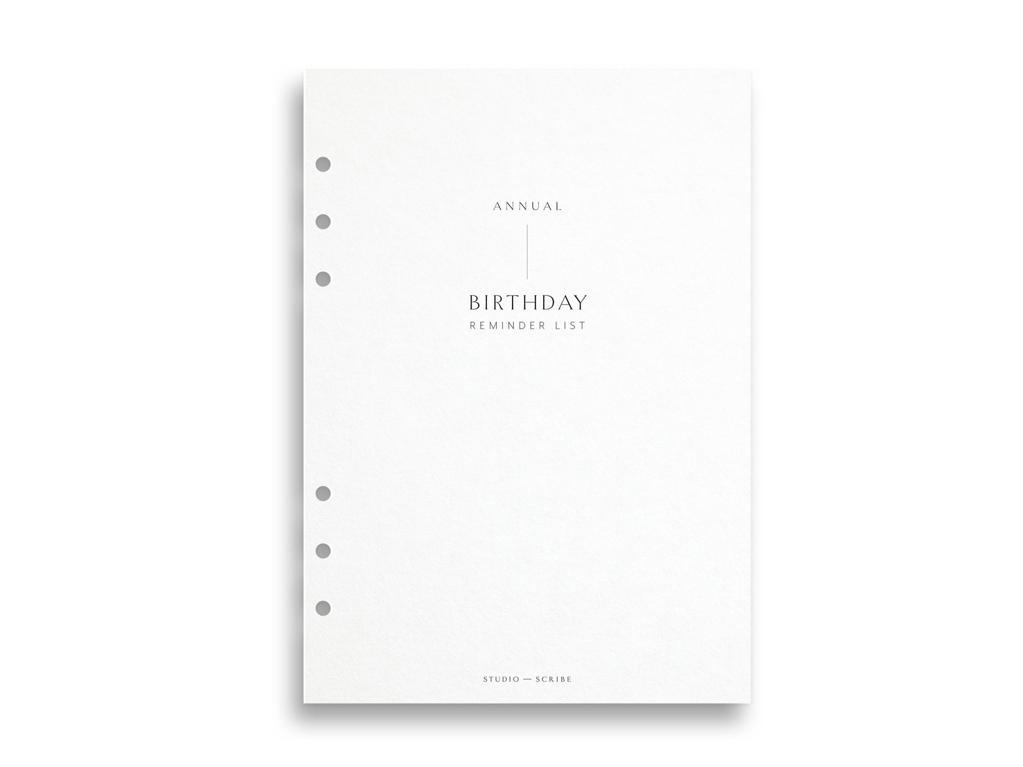 Printed Birthday Reminder Record | Planner Pages | A5