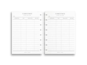 Printed Christmas Card Planner & Record | Holiday Greeting Card Tracker | A5
