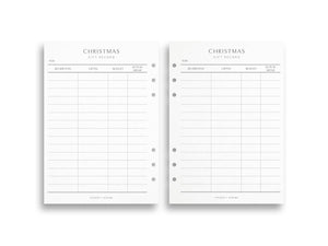 Printed Christmas Gift Planner & Record | Holiday Gift Tracker | A5