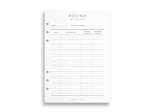 Printed Double Page Layout Monthly Expenses & Budget Tracker | Planner Pages | A5