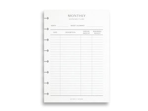 Printed Double Page Layout Monthly Expenses & Budget Tracker | Planner Pages | A5