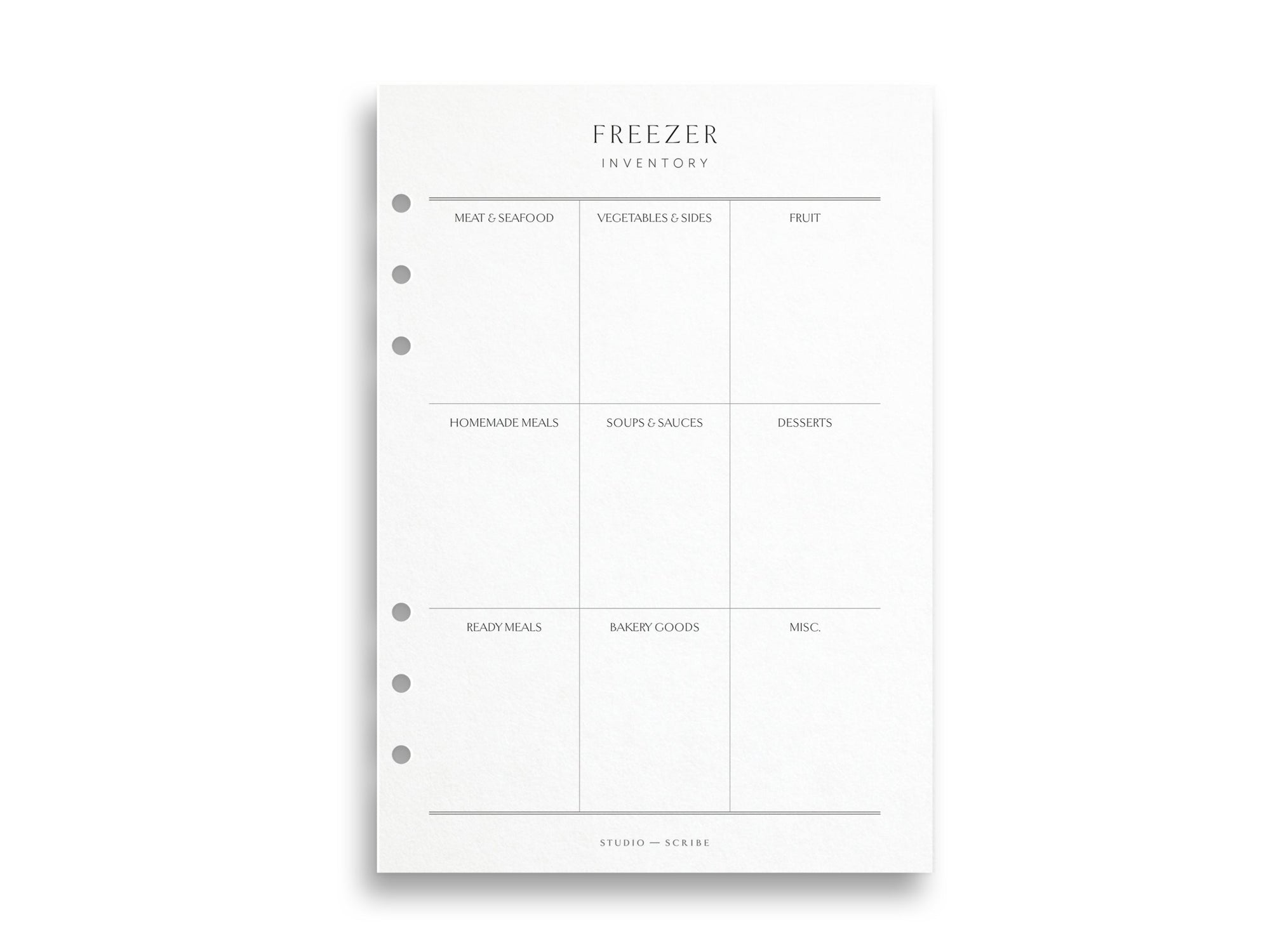 Printed Freezer Inventory Pages | Planner Pages | A5