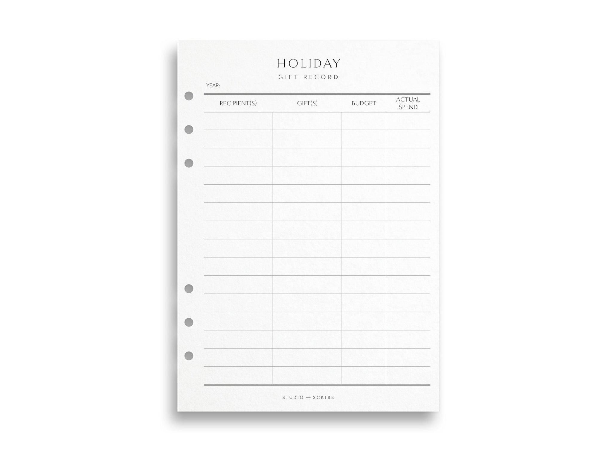 Printed Holiday Gift Planner & Record | Holiday Gift Tracker | A5