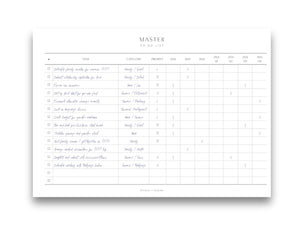 Printed Master To Do List Pages | Landscape Planner Pages | A4