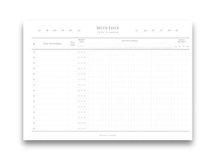 Printed Monthly Task Planner Pages | Landscape Planner Pages | A4