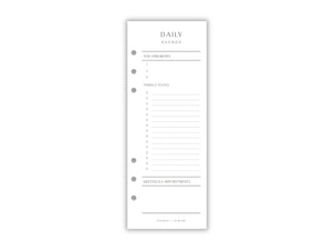 Printed Slimline Daily Agenda Overlay | Planner Pages | A5 Compatible