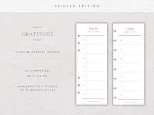 Printed Slimline Daily Gratitude Overlay | Planner Pages | A5 Compatible